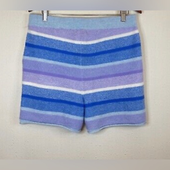 Charter Club 100% Cashmere Sherbet Blue Purple stripe Women's Shorts size medium - Picture 8 of 8